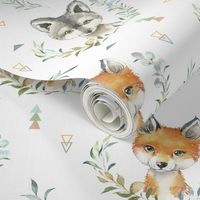 Woodland Animals – Baby Nursery Fabric- style A, LARGER scale