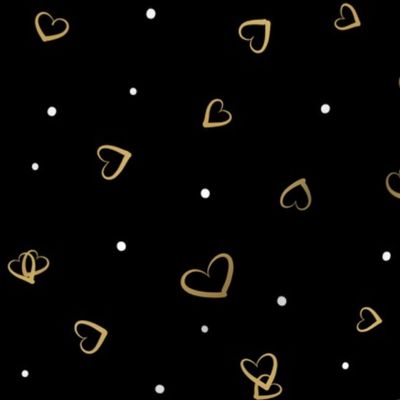 Ditsy Little Hearts | Gold. Tones + White on Black