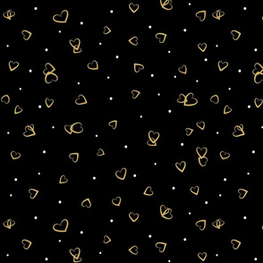 Ditsy Little Hearts | Gold. Tones + White on Black