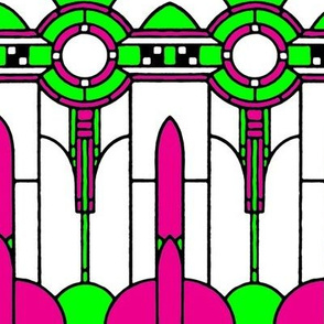 Art Deco Green and Pink