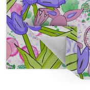 Spring Rabbits in Tulips