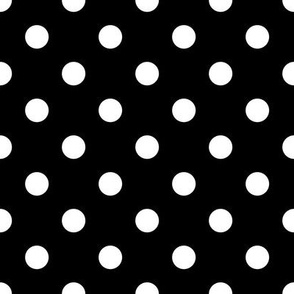 2" Large Polka Dot Repeat Pattern | White on Black
