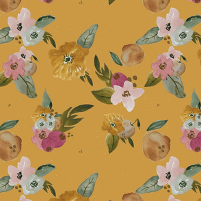 MUTED FLORAL on mustard