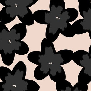 spring blossoms - black on nude