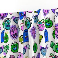 Friendly Monsters #5 - multi colours on white, large 