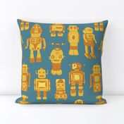 Hand Drawn Vintage Robots Retro Sunshine - medium scale