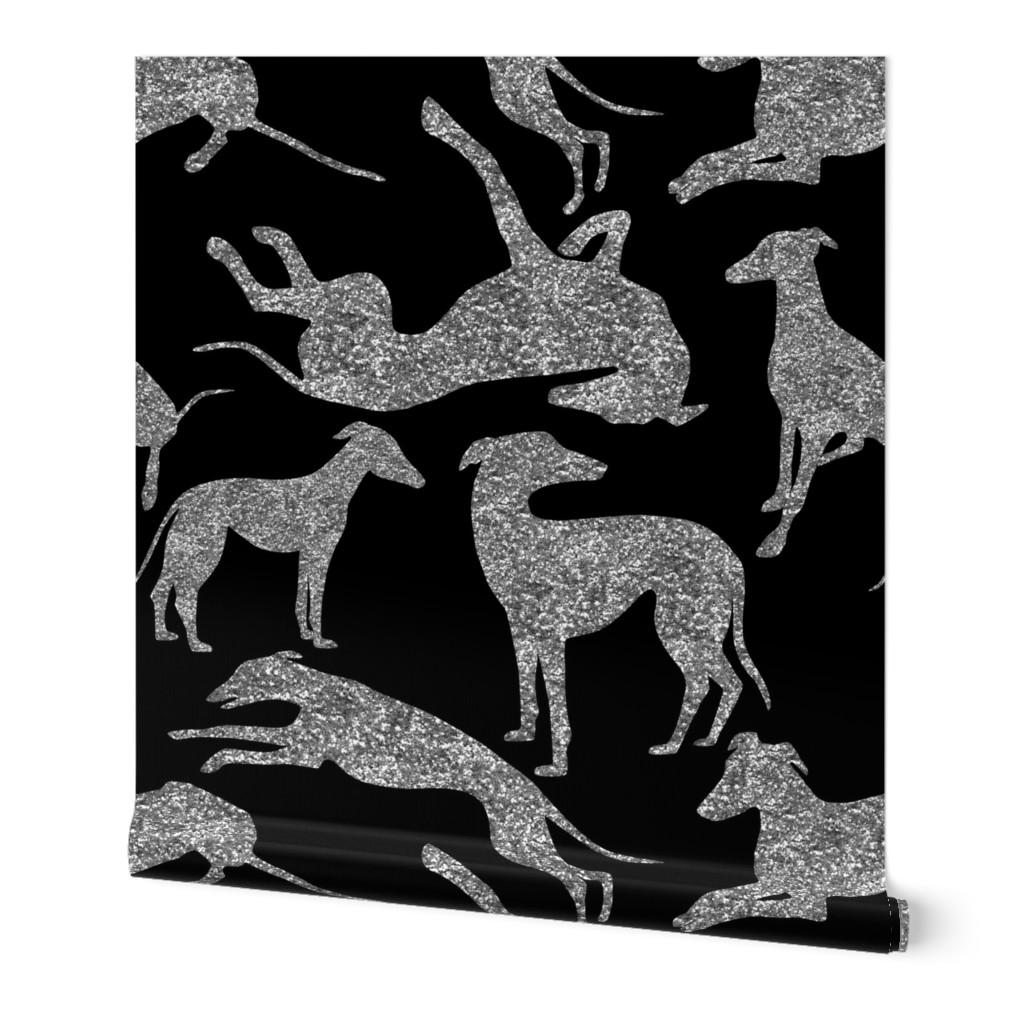 Greyt Greyhound Silver Glitter Look Larger Scale