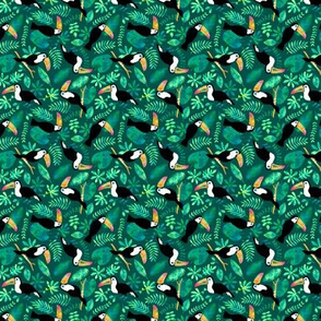 Toucan jungle watercolor green (mini)