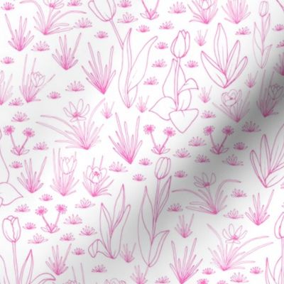 Spring Flora & Fauna - Flora Co-Ordinate Pink and White - small scale