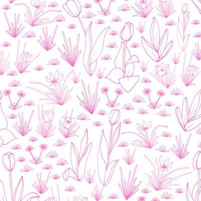 Spring Flora & Fauna - Flora Co-Ordinate Pink and White - small scale