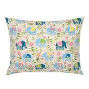 Baby elephants hiding in the garden - beige / large scale