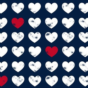 White and red hearts (navy) - stamped - LAD20