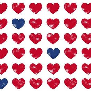 red and blue hearts - stamped - LAD20
