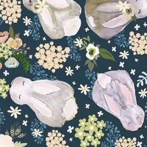 Springtime bunnies in clover navy_small