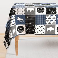 Happy Camper Wholecloth with buffalo (navy) (90) C20BS
