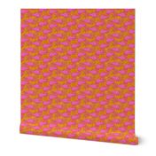 Hot Pink Alligators and Tropical Leaves on Yellow - Small