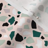 Minimal terrazzo texture abstract scandinavian trend classic basic spots design green neutral green mint