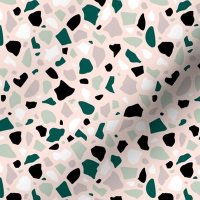 Minimal terrazzo texture abstract scandinavian trend classic basic spots design green neutral green mint