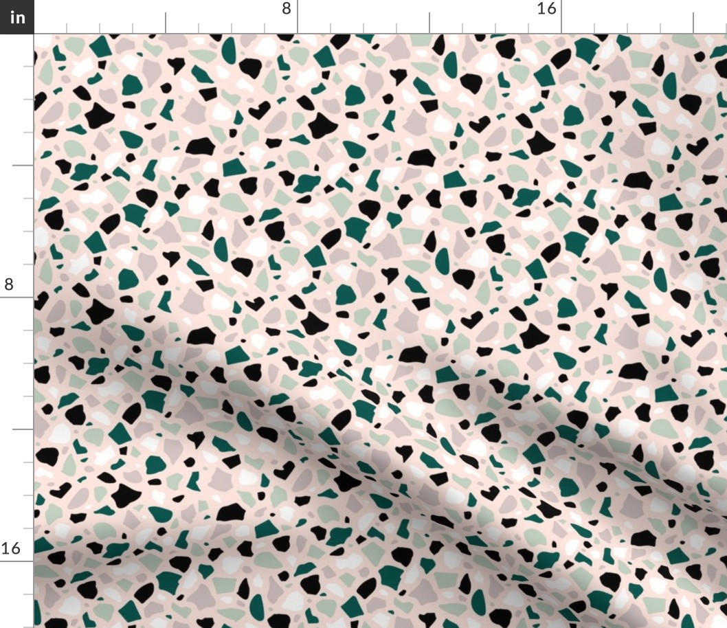 Minimal terrazzo texture abstract scandinavian trend classic basic spots design green neutral green mint