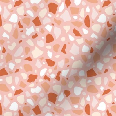 Minimal terrazzo texture abstract scandinavian trend classic basic spots design warm orange pink girls