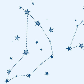 large - stars in the zodiac constellations in classic blue