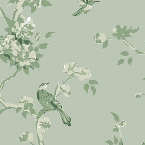 Betsy chinoiserie, green tonal, large scale