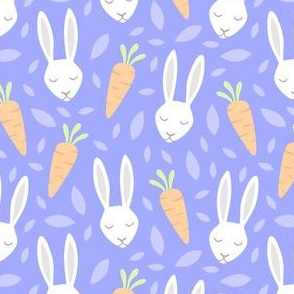 Hares and Carrots on Blue