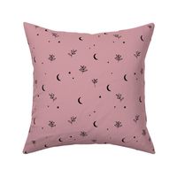 Little moon and stars jungle mystic boho garden moonlight dreams winter mauve pink