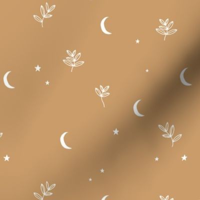 Little moon and stars jungle mystic boho garden moonlight dreams winter golden ochre