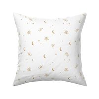 Little moon and stars jungle mystic boho garden moonlight dreams winter golden ochre white