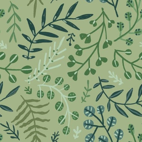 Green forest leaves pattern 