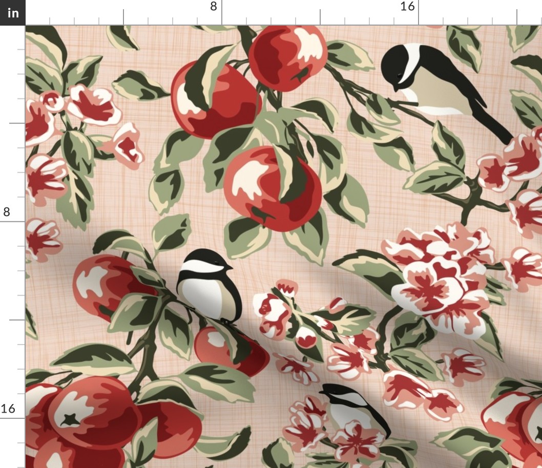 Chickadees & Apples - Blush - Large