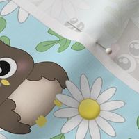 Spring Owl Bee Daisy Pattern - small print