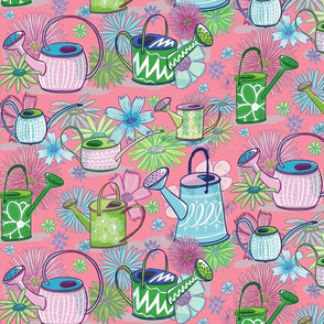 Retro Watering cans and flowers watering can gardening