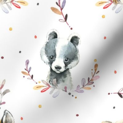 Woodland Animals – Baby Nursery Fabric- style B, LARGER scale