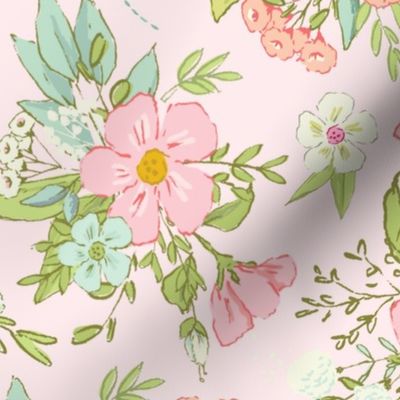 XL Pretty Flowers- shell pink // Love Some Bunny collection