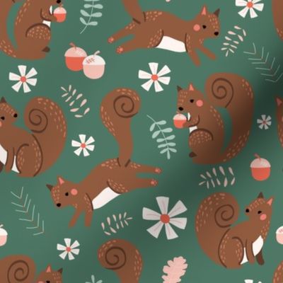 squirrel forest // cute squirrels with flowers, branches and leaves