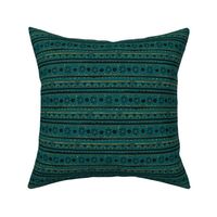 mod boho folk floral stripe - teal