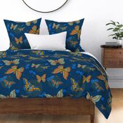 Illustrated Flora and Fauna Moonlight Blue Butterfly Moth Sprinkles