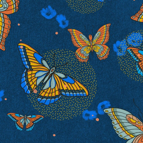 Illustrated Flora and Fauna Moonlight Blue Butterfly Moth Sprinkles