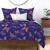 Illustrated Flora and Fauna Purple Eclipse Butterfly Moth Sprinkles