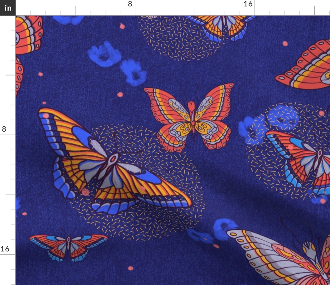 Illustrated Flora and Fauna Purple Eclipse Butterfly Moth Sprinkles
