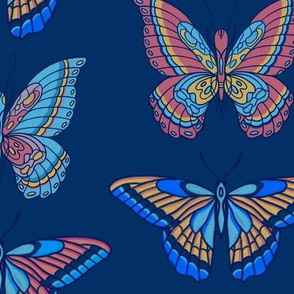 Twilight Butterflies on Navy Blue