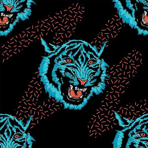 12" - Pop Art 80s Style Tigers in Electric Blue