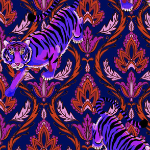 wallpaper tigers in lush twilight