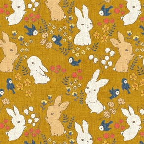 Vintage Bunnies {Gold Straw} - large