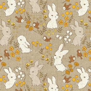 Vintage Bunnies {Soft Grey} - large