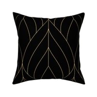 ART DECO BLOSSOMS - JUMBO SCALE, BLACK WITH GOLD LINE WORK