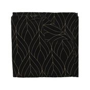 ART DECO BLOSSOMS - JUMBO SCALE, BLACK WITH GOLD LINE WORK