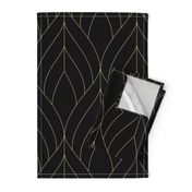 ART DECO BLOSSOMS - JUMBO SCALE, BLACK WITH GOLD LINE WORK